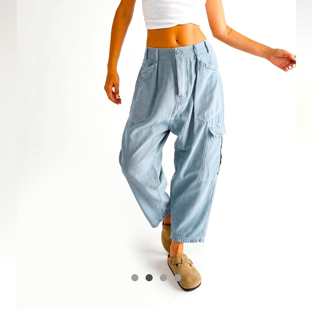 FREE PEOPLE Bay to Breakers Cotton Oversized Harem Pants. Color AUTUMN SKY Sz M